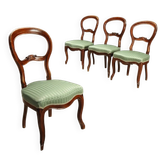 Chaises anciennes Louis-Philippe sculptées en noyer, Italie, XIXe siècle