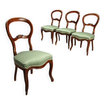 Antique Louis-Philippe walnut chairs, Italy, 19th century
