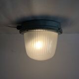 Large porthole wall light Holophane CE 200 glass and cast iron