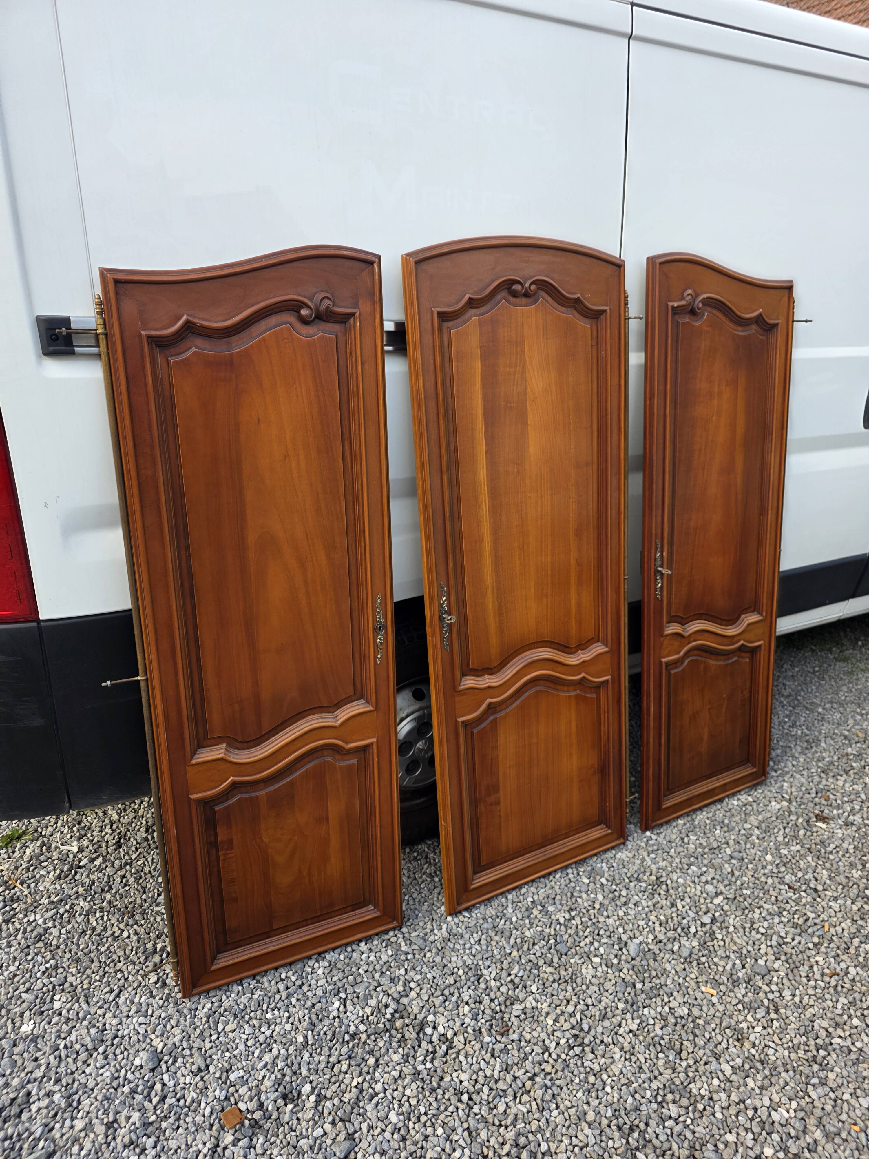 3 Louis XV style wardrobe doors in solid cherry wood