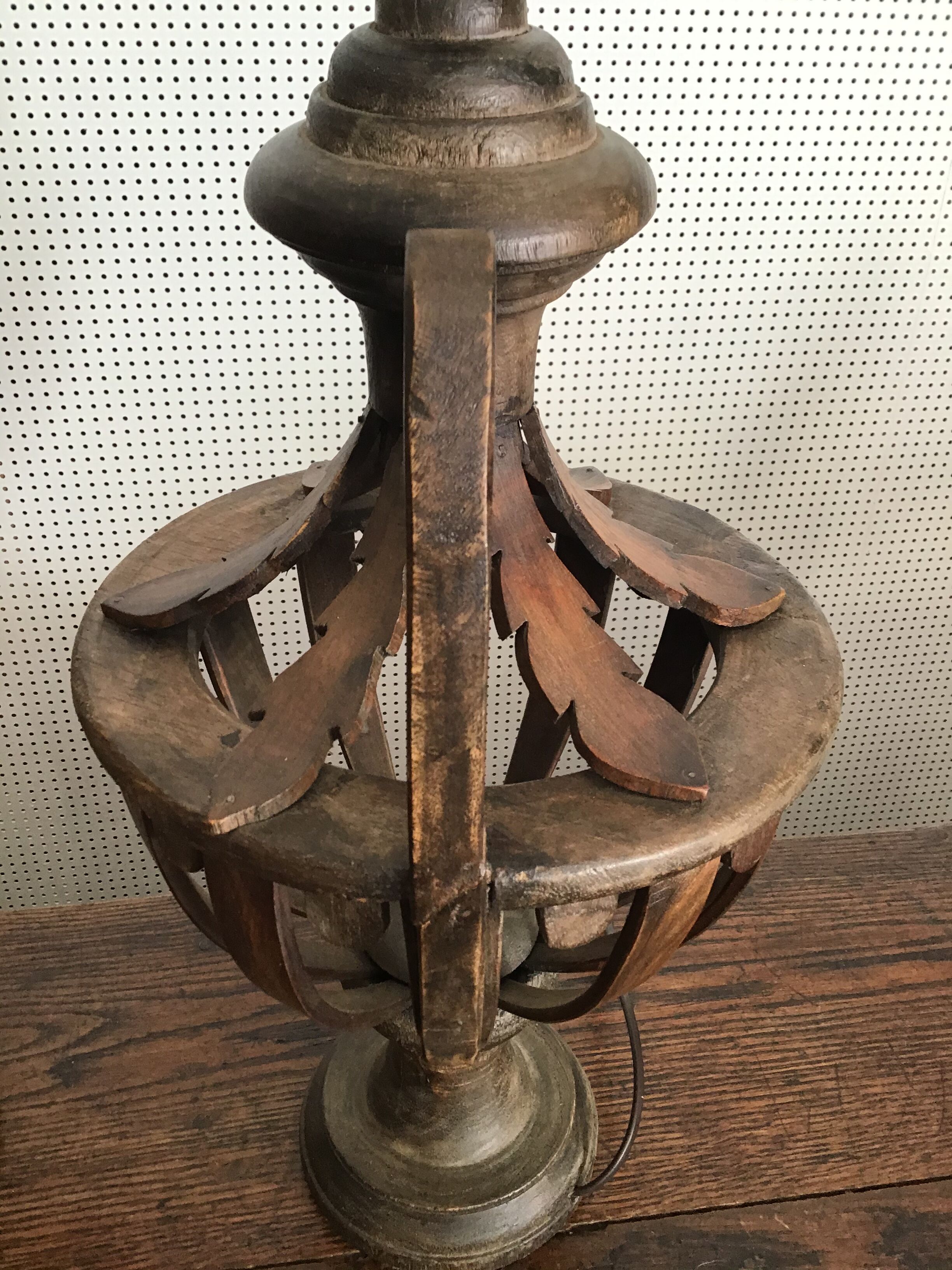 Pair of wooden lamps