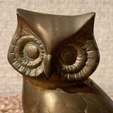 Statuette d’hibou, chouette en laiton dorée vintage