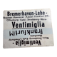 Vintage SNCF painted metal plate double, back / line:Ventimiglia / Frankfurt