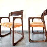 Series of 4 armchairs Baumann model flat called "sled"