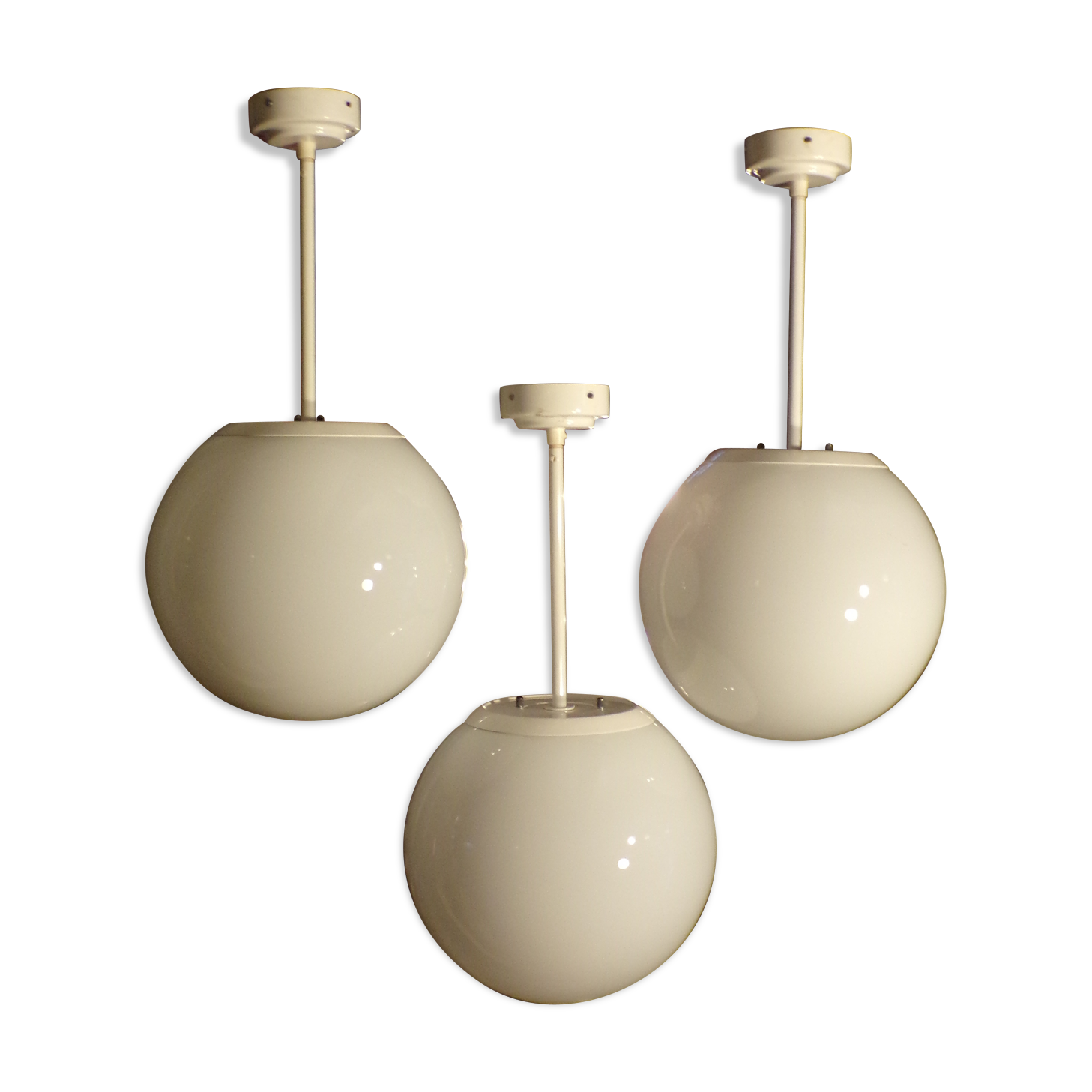 Set 3 hanging globe opaline