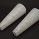 Pair of French vintage retro white opaque patterned glass replacement shades.