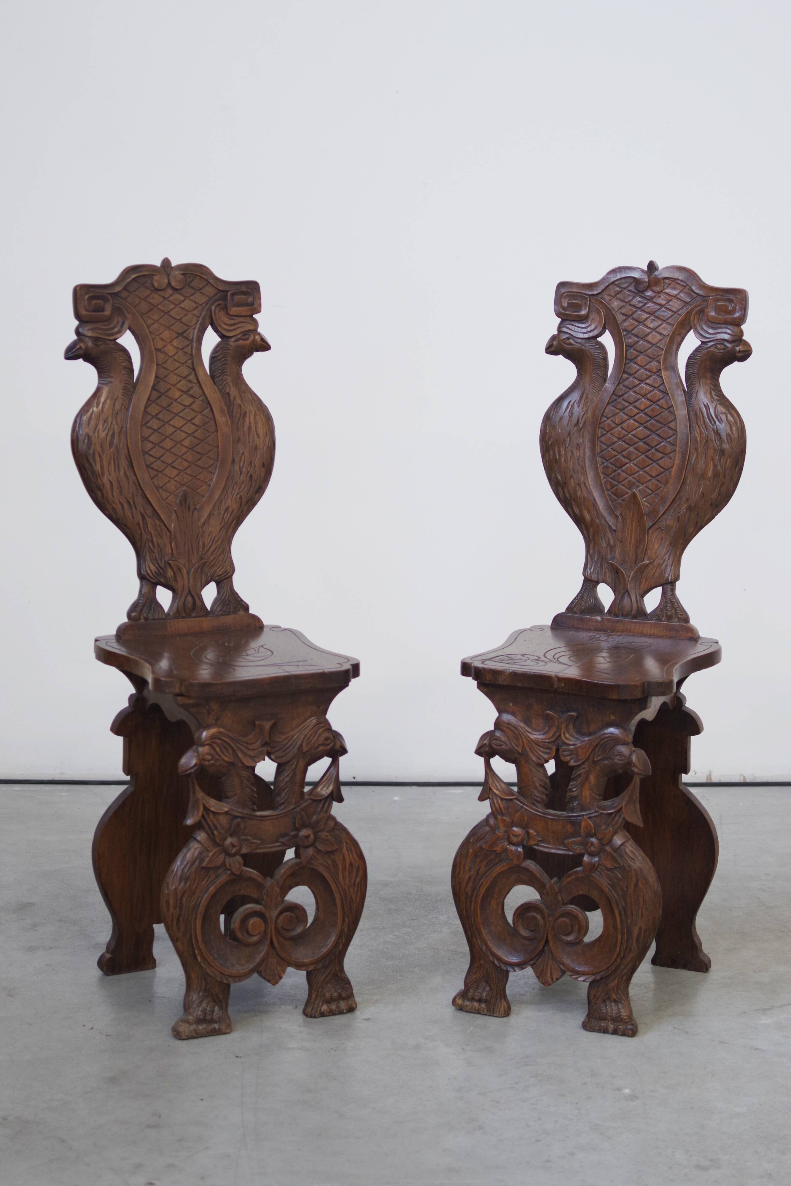 Pair of Hand-Carved Late 19th Century Chairs – Ornate Antique Craftsmanship