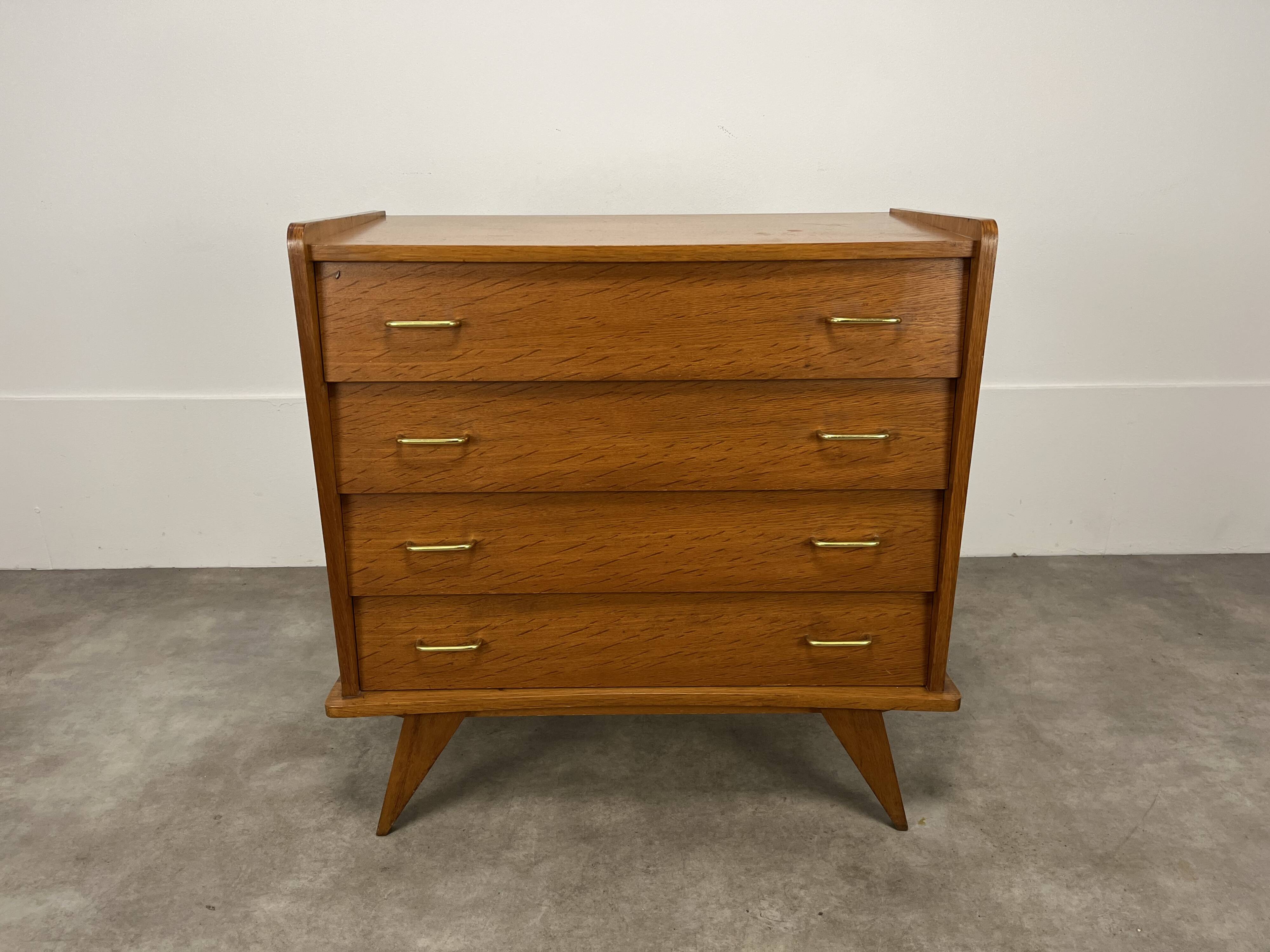 Commode pieds compas années 50 bois blond