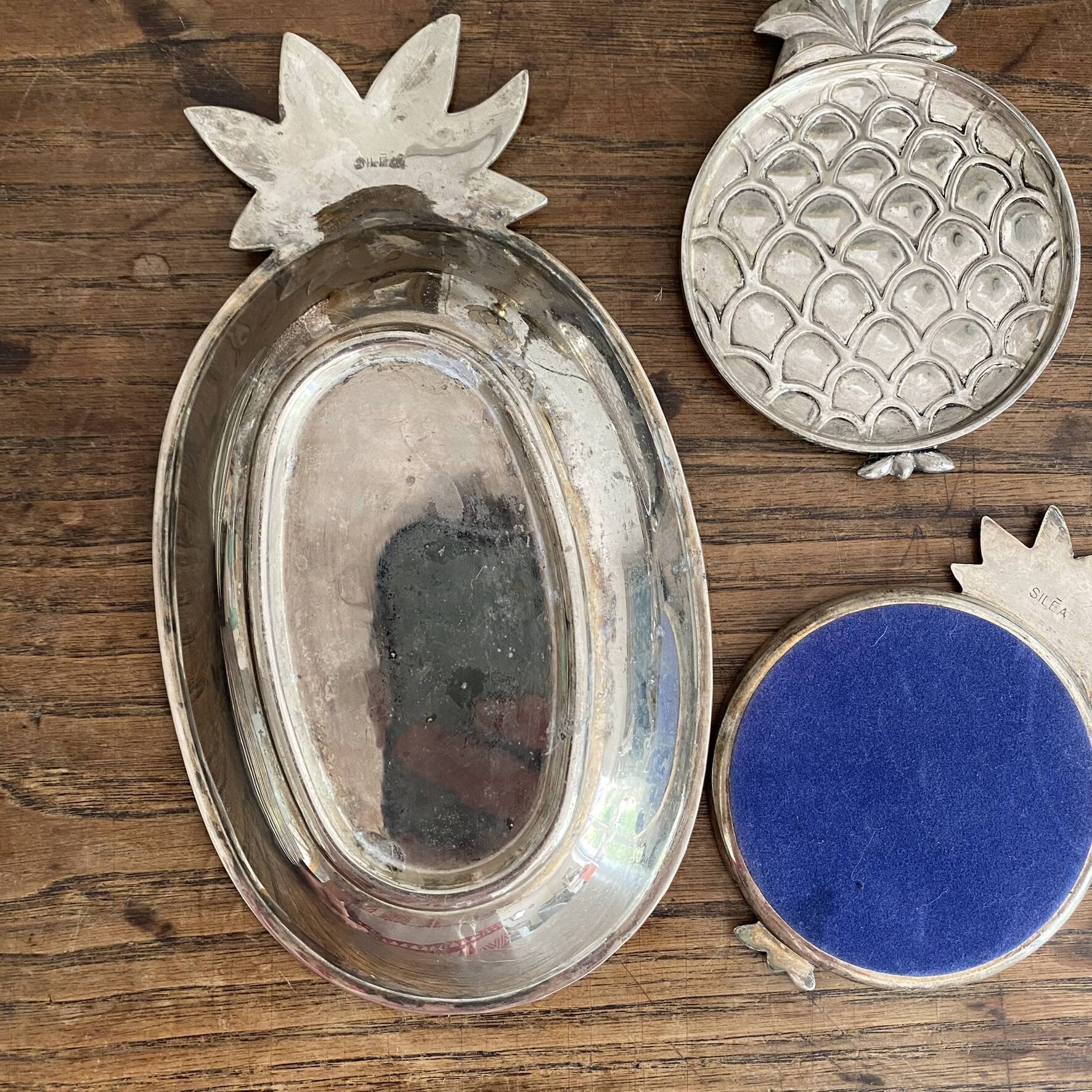 Set of pineapple coasters Silea silver-plated, 1970s