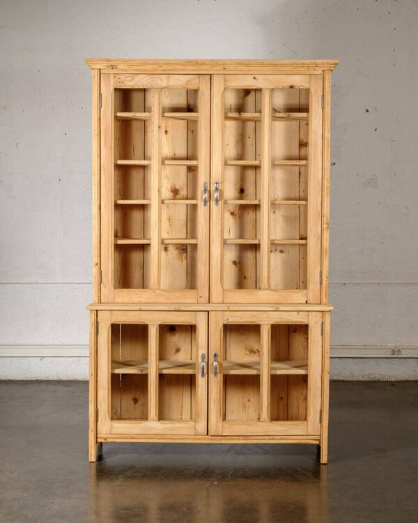 Bibliothèque/vaisselier en bois brut