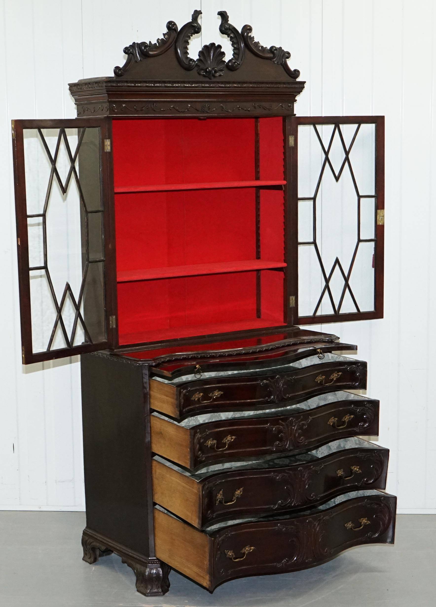 George III Library Thomas Chippendale in Hardwood on Serpentine Chest of Drawers