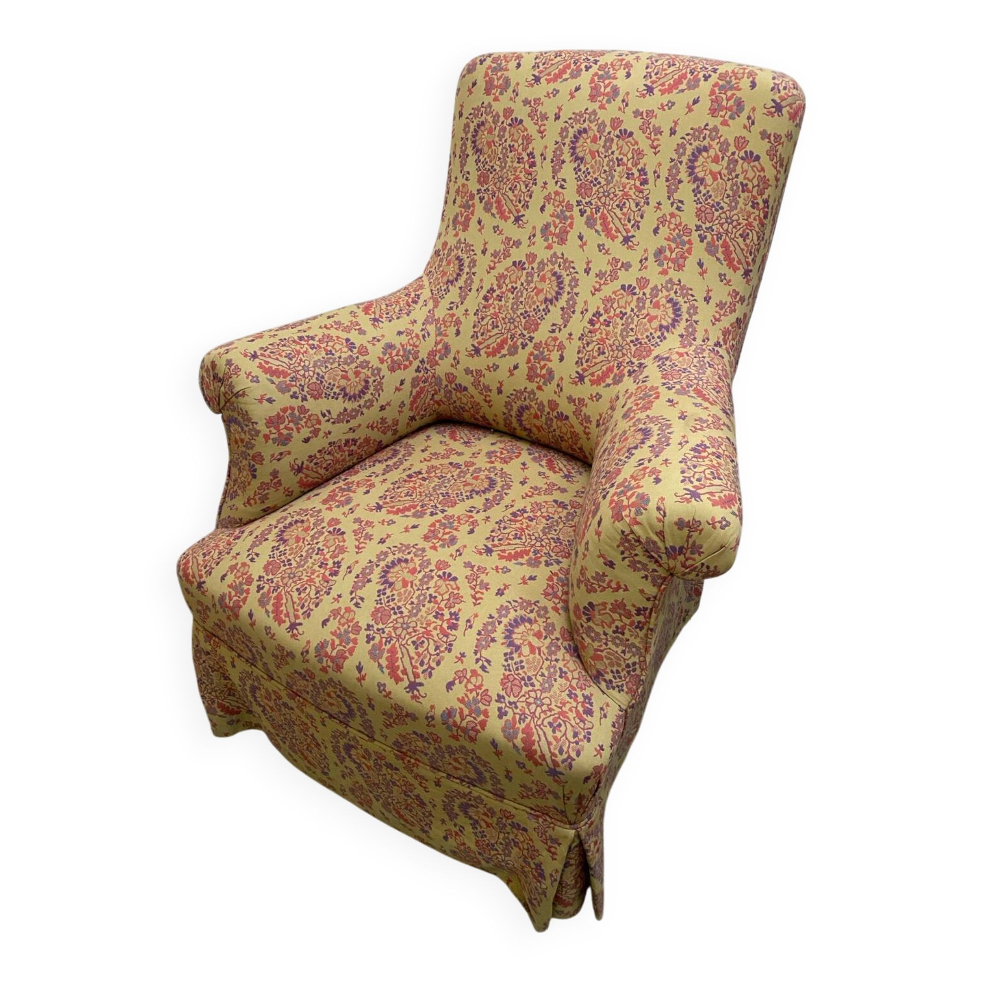 Antique English armchair with Liberty floral tapestry
