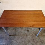 Etienne Fermigier (1932-1973) Aluminium table and black lacquered metal 1960