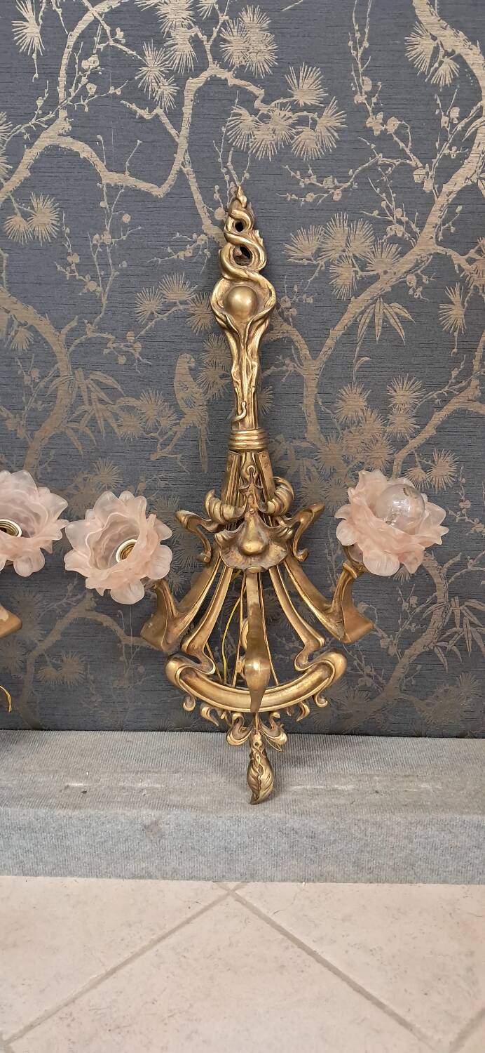 Pair of solid brass wall lights 81 x 49