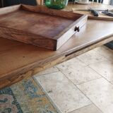 Solid oak farmhouse table with two-plank top