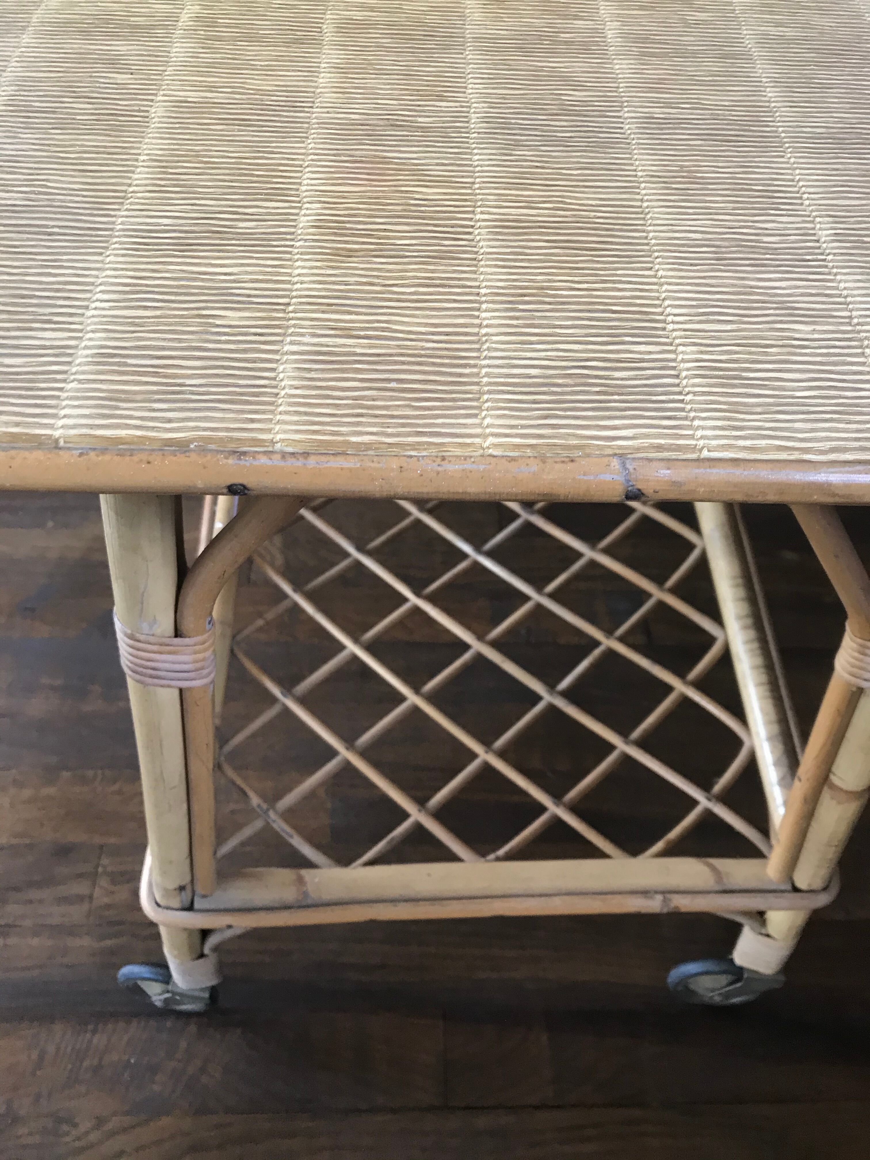 Vintage rattan serving table 1950