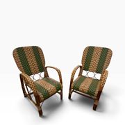Fauteuils en rotin éclissé style Audoux Minet des années 50 F