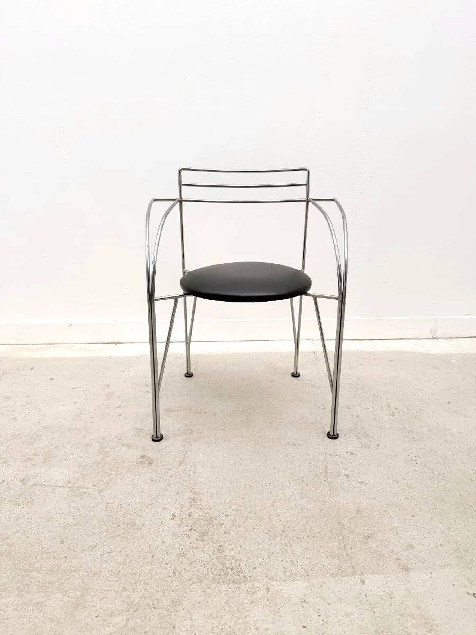"Silver Moon" chair by Pascal Mourgue for Fermob in chrome and skai, France 1980