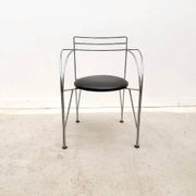 "Silver Moon" chair by Pascal Mourgue for Fermob in chrome and skai, France 1980