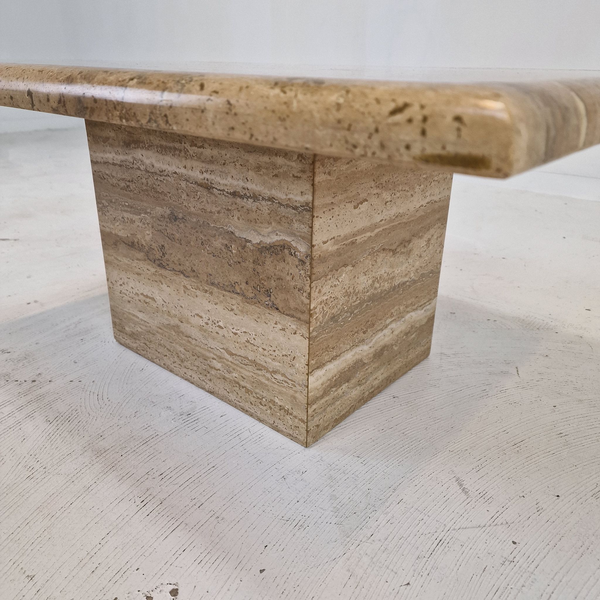 Italian coffee or side table in travertine, 1980s