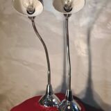 Pair of large chrome desk lamps from the 1970s, very good condition, 70 x 30 cm