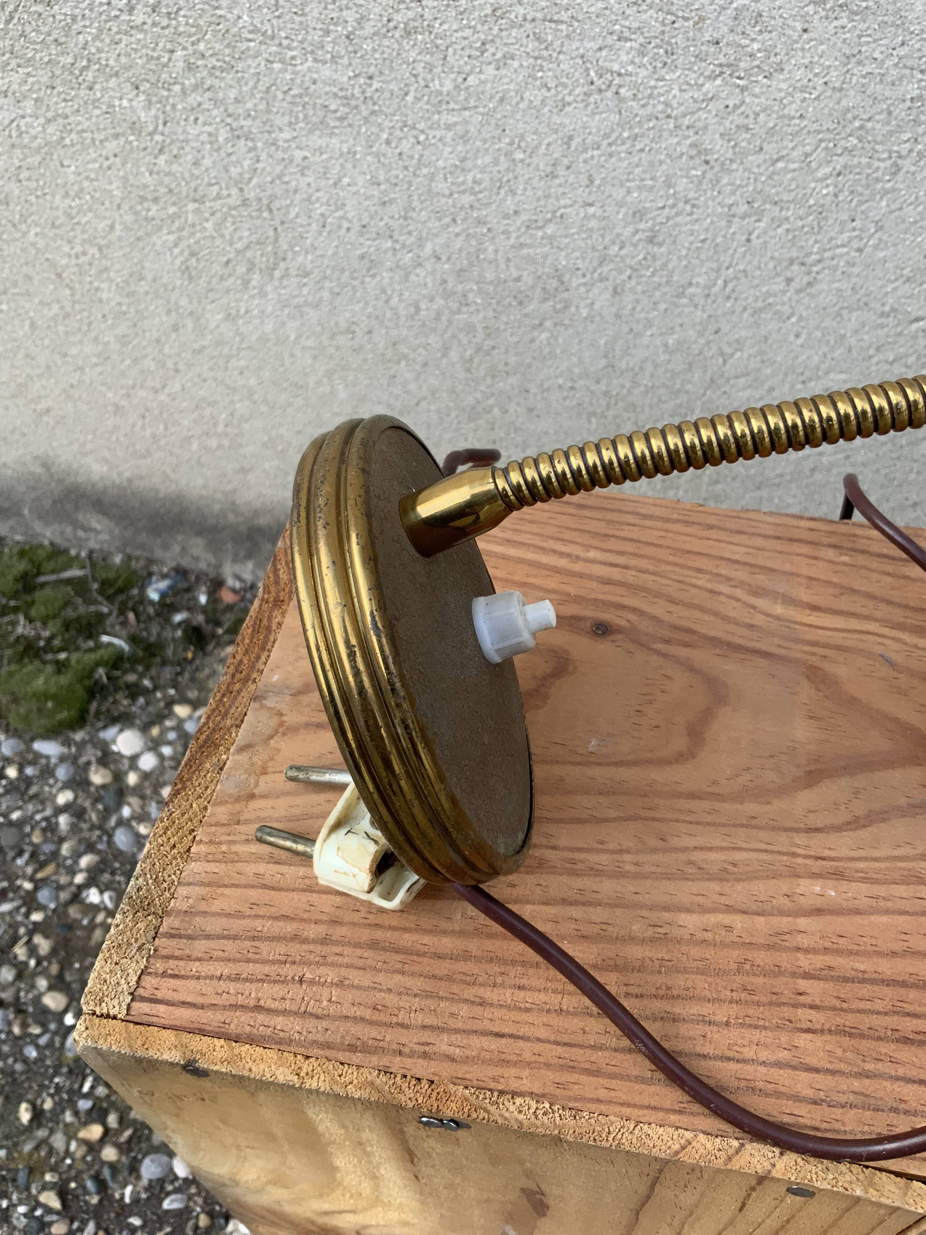 Antique desk lamp in gold metal Aluminor France vintage