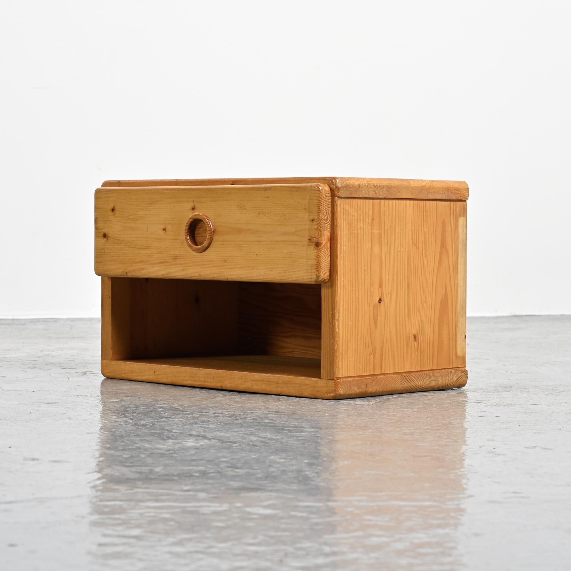 Solid pine bedside table from Arcs, France 1975
