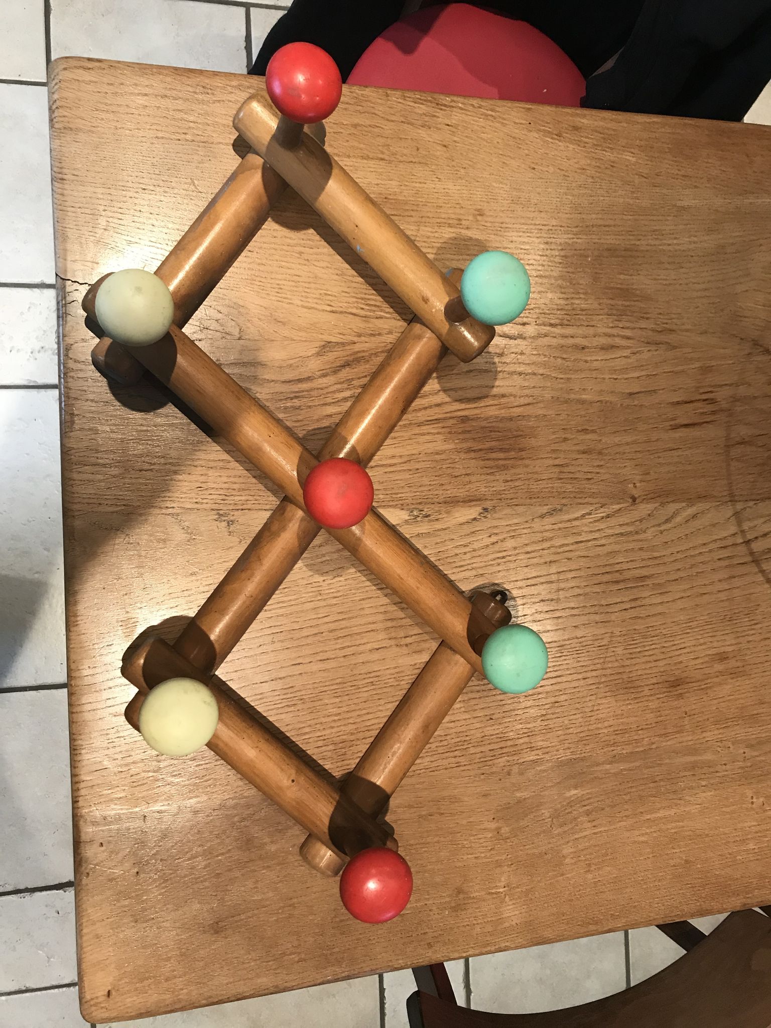 Colorful vintage wooden hanger