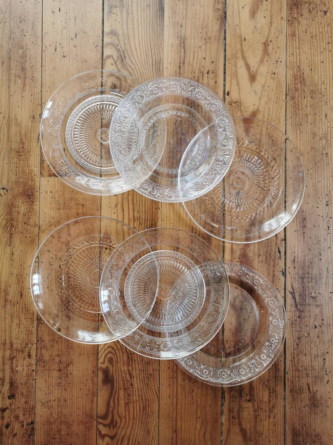 Vintage Mismatched Glass Dessert Plates
