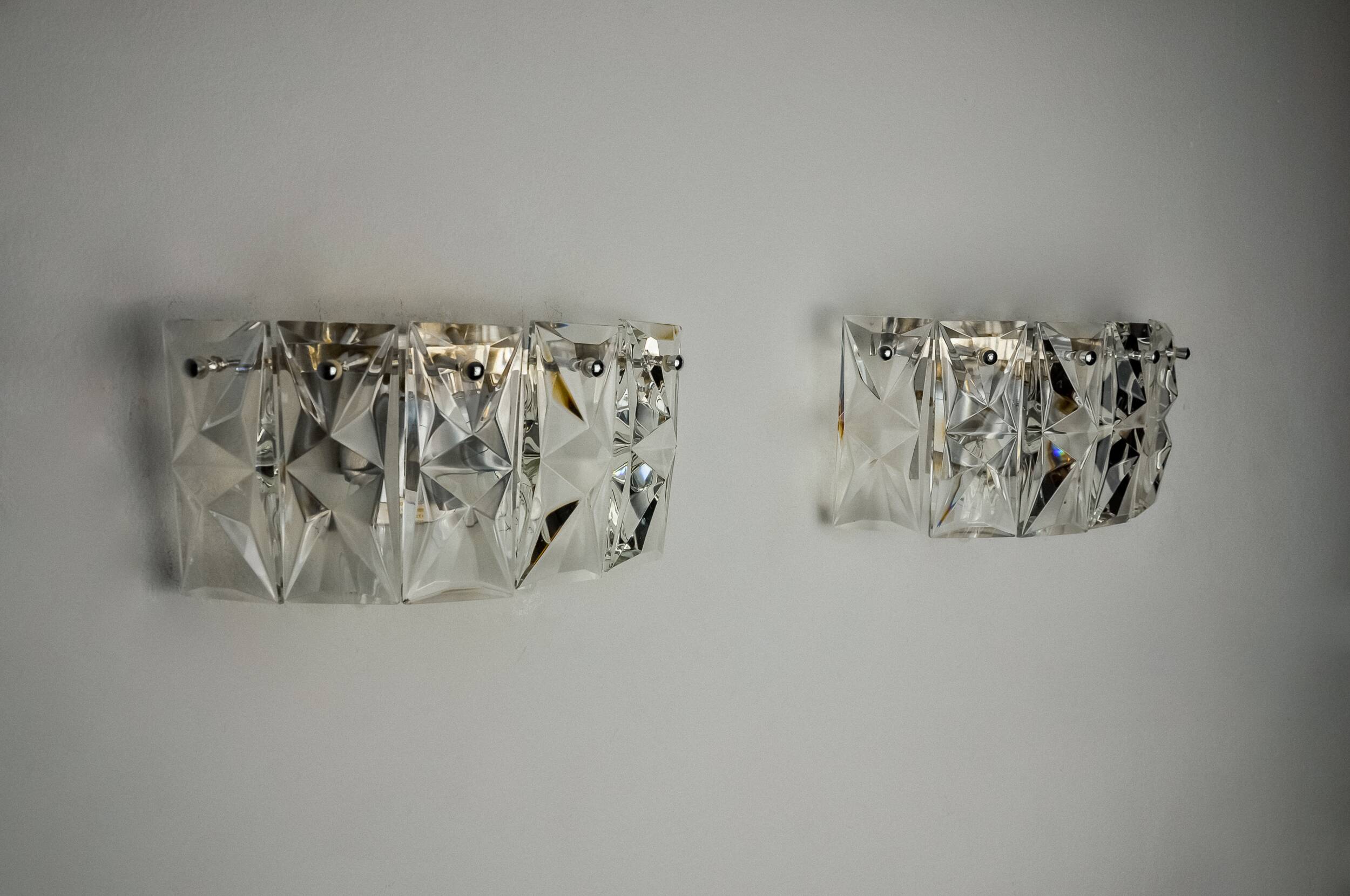 Pair of Kinkeldey sconces, cut crystals, Germany, 1970