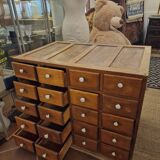 Antique craft cabinet with solid oak drawers and porcelain handles