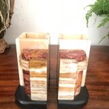 Pair of Art Deco marble book clamts