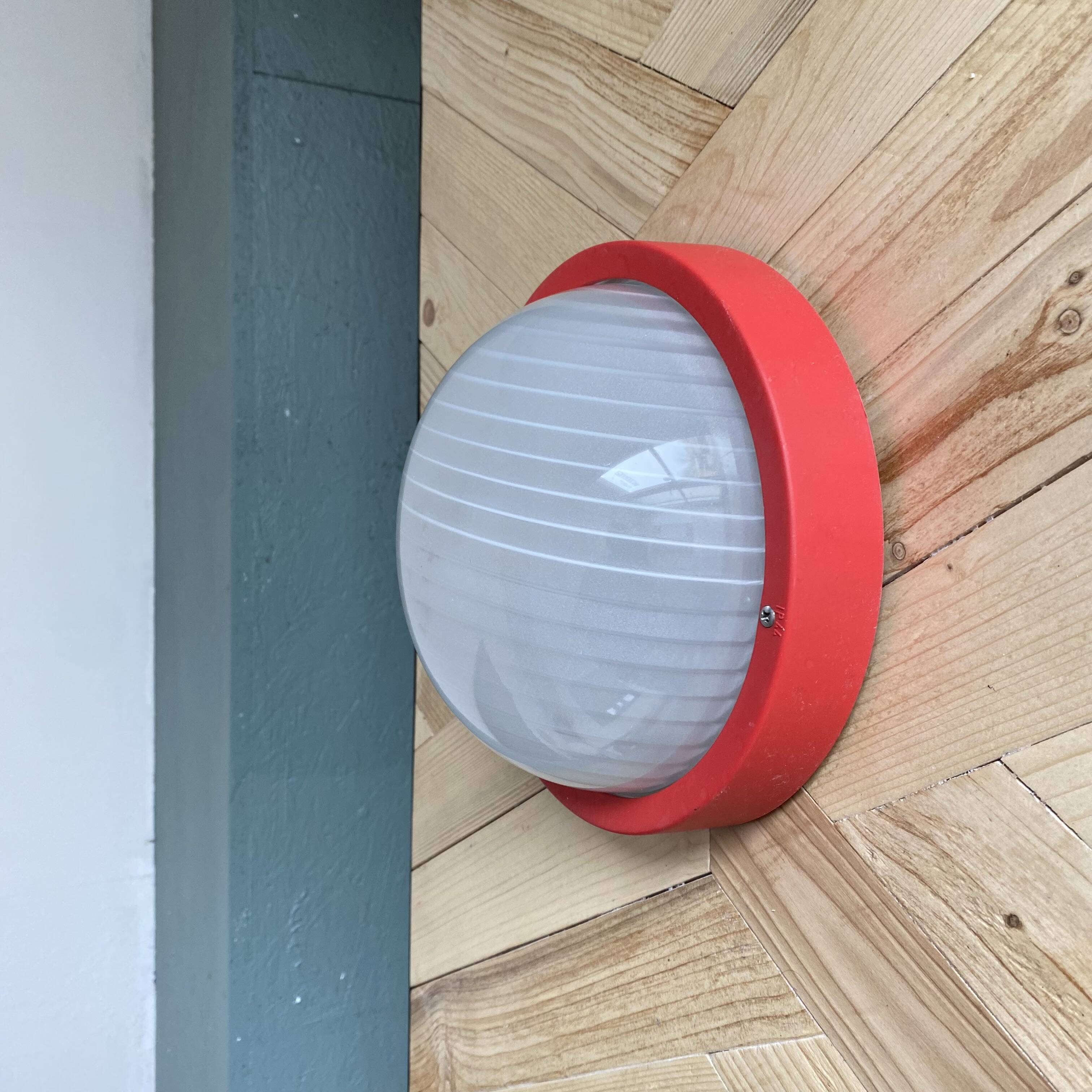 Wall light ceiling light porthole glass Prisma model Eko red LAMP-7441