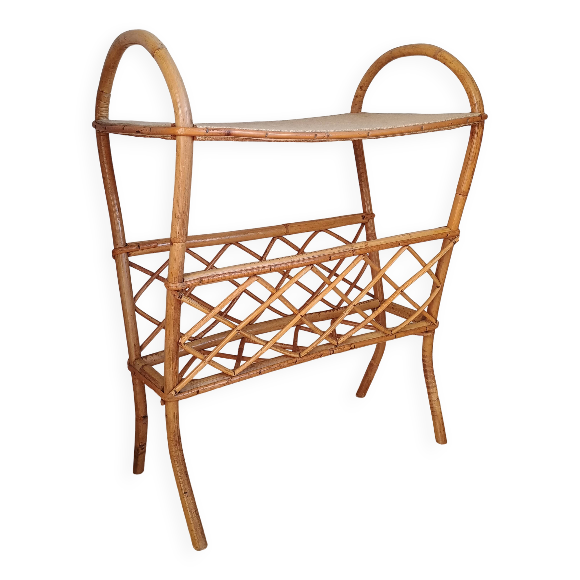 Vintage rattan magazine rack