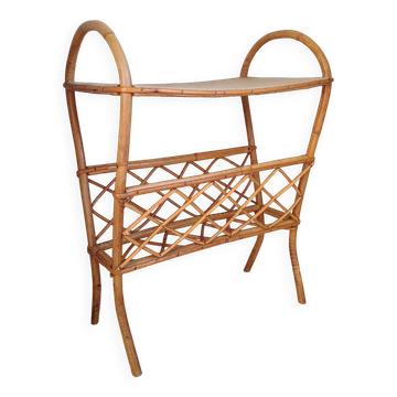 Vintage rattan magazine rack