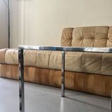 table basse carrée en chrome et verre noire, design