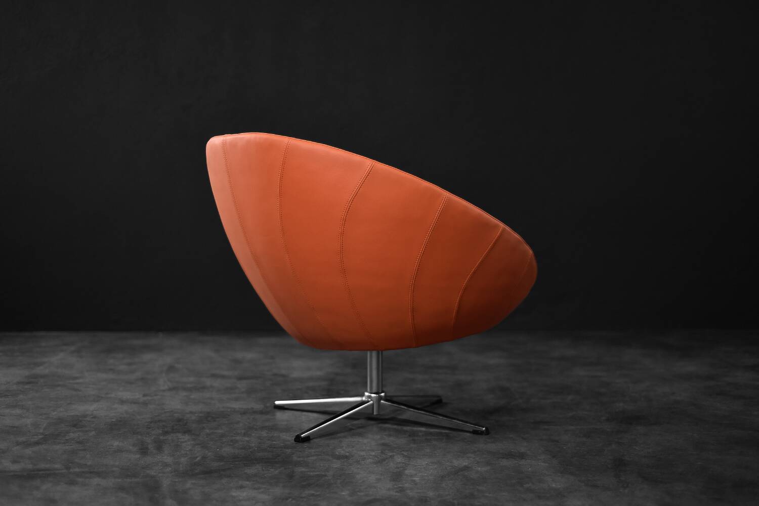Vintage Mid-Century Scandinavian Modern Space Age Orange Swivel Armchair