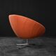 Vintage Mid-Century Scandinavian Modern Space Age Orange Swivel Armchair