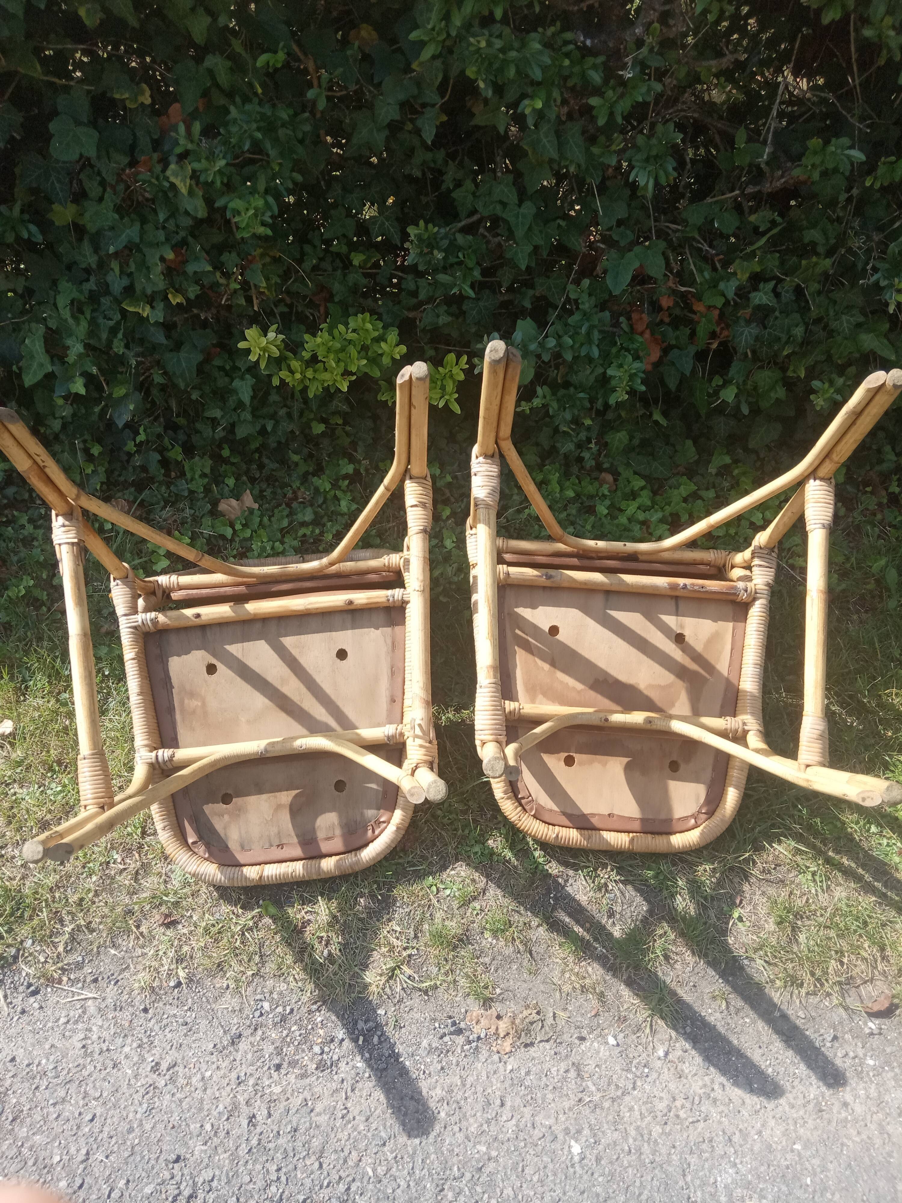 Chaises vintage rotin et skaï