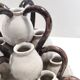 Art Deco / Etruscan Style Vintage Tulip Vase with Glazed Ceramic Amphoras