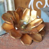 Vintage ceiling light in gilded metal, flower-shaped.