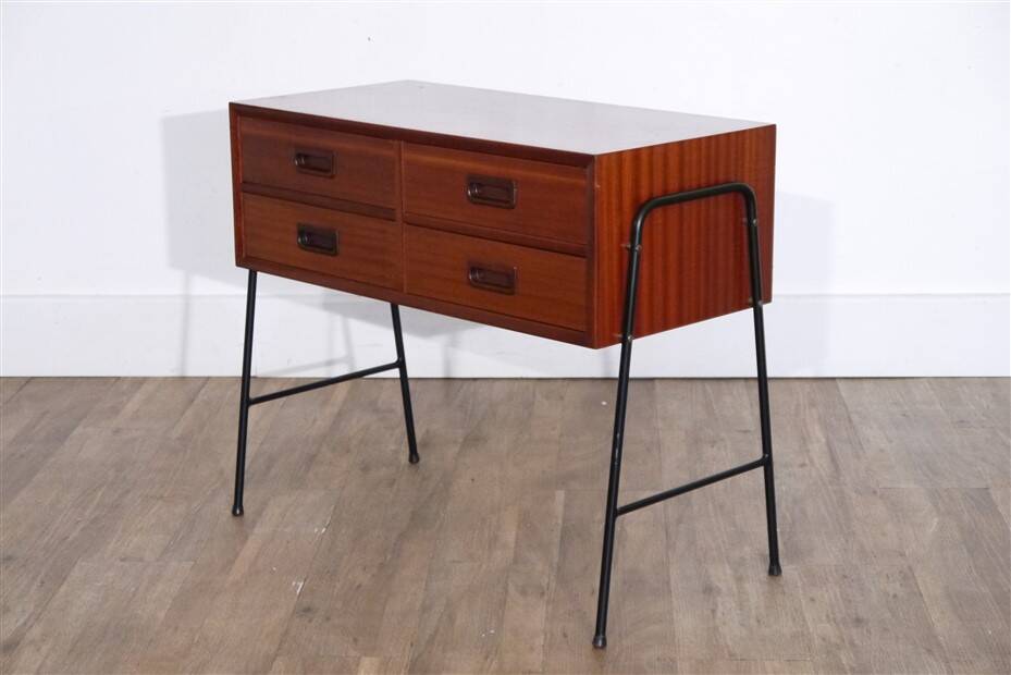 Scandinavian vintage console in teak and metal 1960