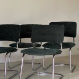 4 Strafor chrome and velvet chairs