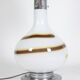White glass lamp decorated with a brown and yellow spiral, 1970s