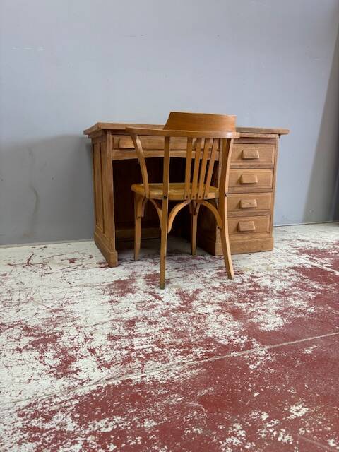 1950s oak veneer desk