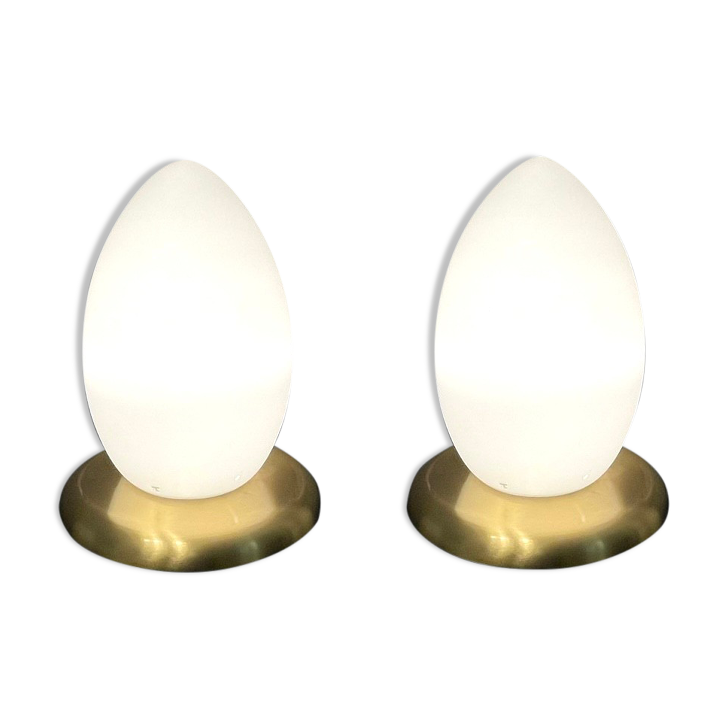Murano Glass Egg Shaped Table Lamps, 1980s, Set of 2