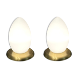 Murano Glass Egg Shaped Table Lamps, 1980s, Set of 2
