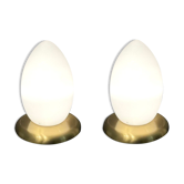 Murano Glass Egg Shaped Table Lamps, 1980s, Set of 2