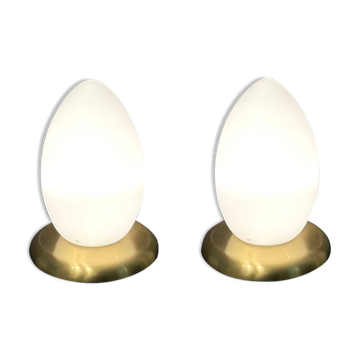 Murano Glass Egg Shaped Table Lamps, 1980s, Set of 2
