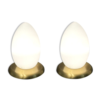 Murano Glass Egg Shaped Table Lamps, 1980s, Set of 2